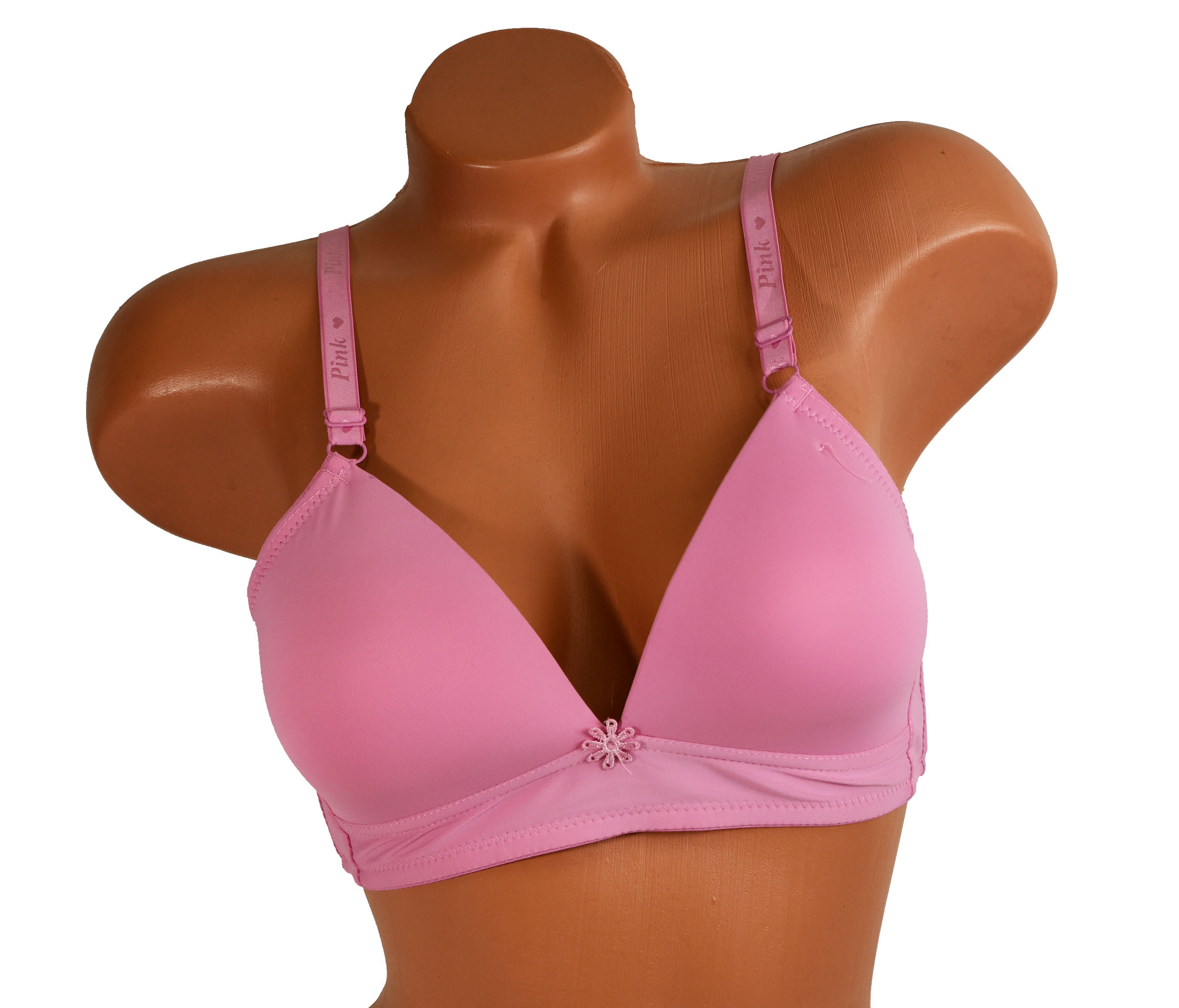 Pink Women Bras 6 Pack of Basic No Wire Free Wireless Bra B Cup C Cup Size  36C (S6647) 
