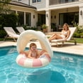 thumbnail image 3 of UPF50+ Sun Protection Baby Float With Canopy, Soft Fabric Covered Foldable Baby Pool Float With Canopy and Safety Seat for Baby Swimming Pool Play, 3 of 12