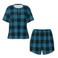 thumbnail image 2 of Yiaed Blue Black Plaid Print Short Sleeve Pajama Sets for Women Casual Crew Neck 2 Piece Lounge Sets Women's Short-Sleeved Pajama-Small, 2 of 5