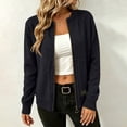 thumbnail image 5 of WULMLEO Women Zip Up Knit Cardigan, Long Sleeve Stand Collar Sweater Jacket with Pockets Soft Lightweight Loose Fit Casual Outerwear Black 2XL, 5 of 5