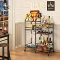 thumbnail image 2 of Rolling Bar Cart with Wine Glass Holder, Mini Bar for Whiskey Wine, Liquor Cart for Home, Alcohol Cabinet for Kitchen, Dining Room, 2 of 18