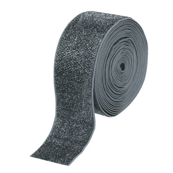 Uxcell Metallic Glitter Velvet Ribbon 1 9/16"x 5 Yard Single Face Sparkle Ribbon Gift Wrapping Grey