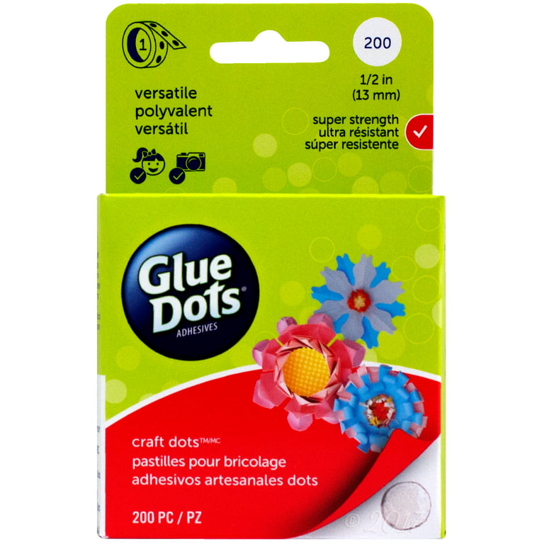 Glue Dots, Craft Dots, Double-Sided, 1/2, .5 Inch, 200 Dots, DIY Craft Glue  Tape, Sticky Adhesive Glue Points, Liquid Hot Glue Alternative, Clear