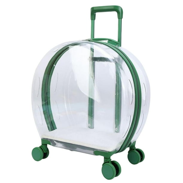Maleta con ruedas pa mascotas, caja de burbujas pa gatos y perros, cápsula transpente ligera con rueda silenciosa, bolsa de transporte , rayas Sunnimix Caja de la carretilla