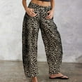 thumbnail image 3 of Ticikt Women's Barrel Boyfriend Baggy Leopard Print Jeans Mid Rise Cropped Wide Leg Jeans for Women Trendy,Color:OTHER,Size:XL, 3 of 5
