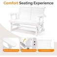 thumbnail image 4 of VINGLI Outdoor Glider Wood Patio Chair with Cup Holders, Outdoor Bench Glider Loveseat with Smooth Rocking Mechanism, Heavy Duty 800 LBS, White, 4 of 14