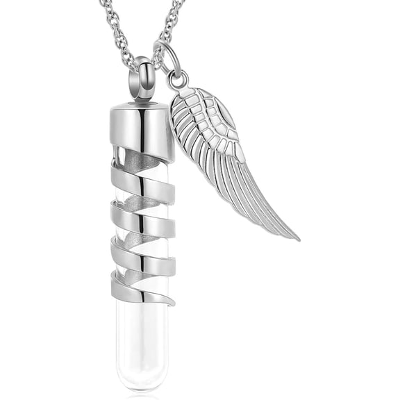 Glass Tube Cylinder Cremation Jewelry for ashes urn Pendant Stainless Steel Urn Necklace Memorial Jewelry Ashes Necklace for Men Women