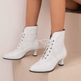 thumbnail image 2 of Fashionable Women's Ankle Boots - Elegant Lace Hollow Design with Comfortable Front Lace Up for Autumn and Winter Style, 2 of 6