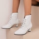 thumbnail image 2 of NECHOLOGY Botas Mujer Adulto Femenino Zapatos Botines de mujer Botines de mujer Moda de otoño e invierno y encaje elegante Punta hueca Cómoda Cordones frontales (White, 8), 2 of 5