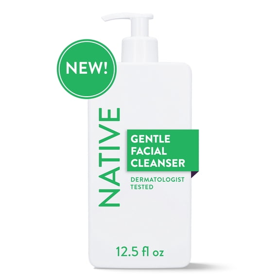 Native Gentle Face Wash for Sensitive Skin, Fragrance Free, Sulfate Free, with Vitamin B3 and Aloe, Dermatologist Tested, 12.5fl oz