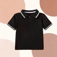 thumbnail image 4 of DAETIROS Boys 100% Cotton Short Sleeve Polo Shirt with Contrast Stripe and Pocket School Uniform Black Sizes 2-14 Years,Size 5-6 T, 4 of 9