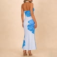 thumbnail image 6 of Womens Halter Bodycon Dresses Beach Vacation Floral Fishtail Dress Party Prom Open Back Gown Blue, S, 6 of 7