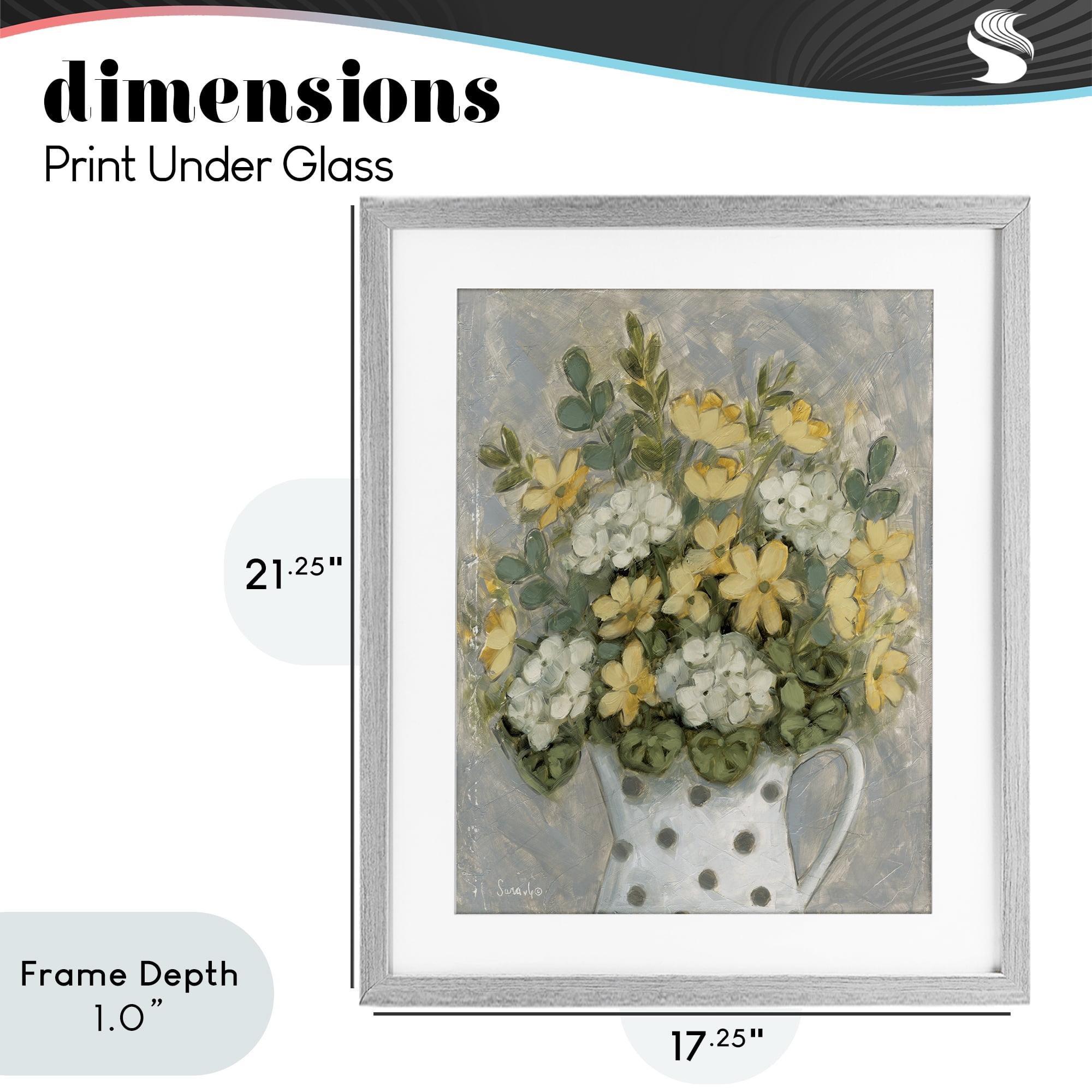 Stupell Industries Farm Fresh Bouquet Dotted Vase Gray Framed Print Under Glass, design by Sara G. Designs