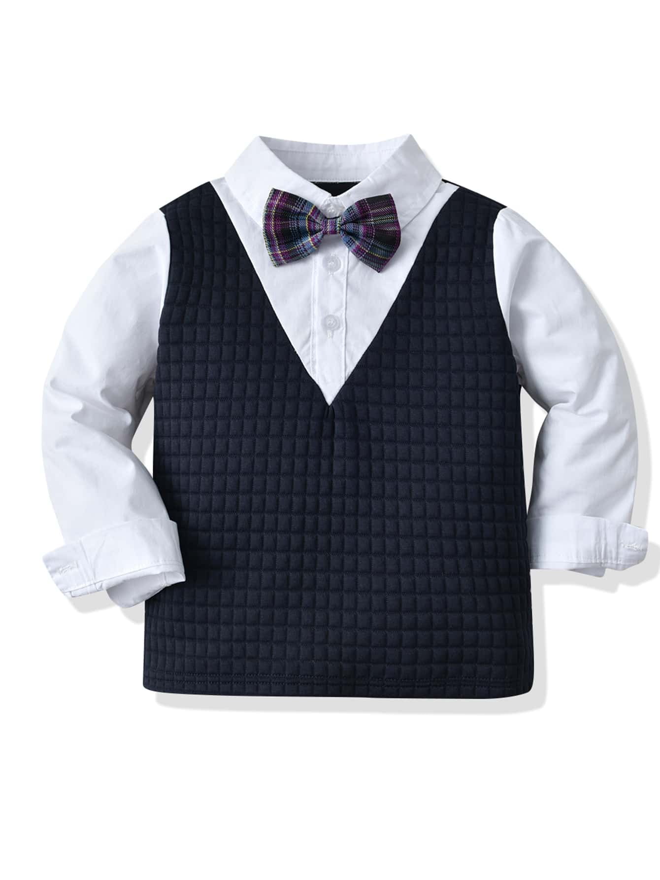 Preppy Toddler Boys Bow Front 2 In1 