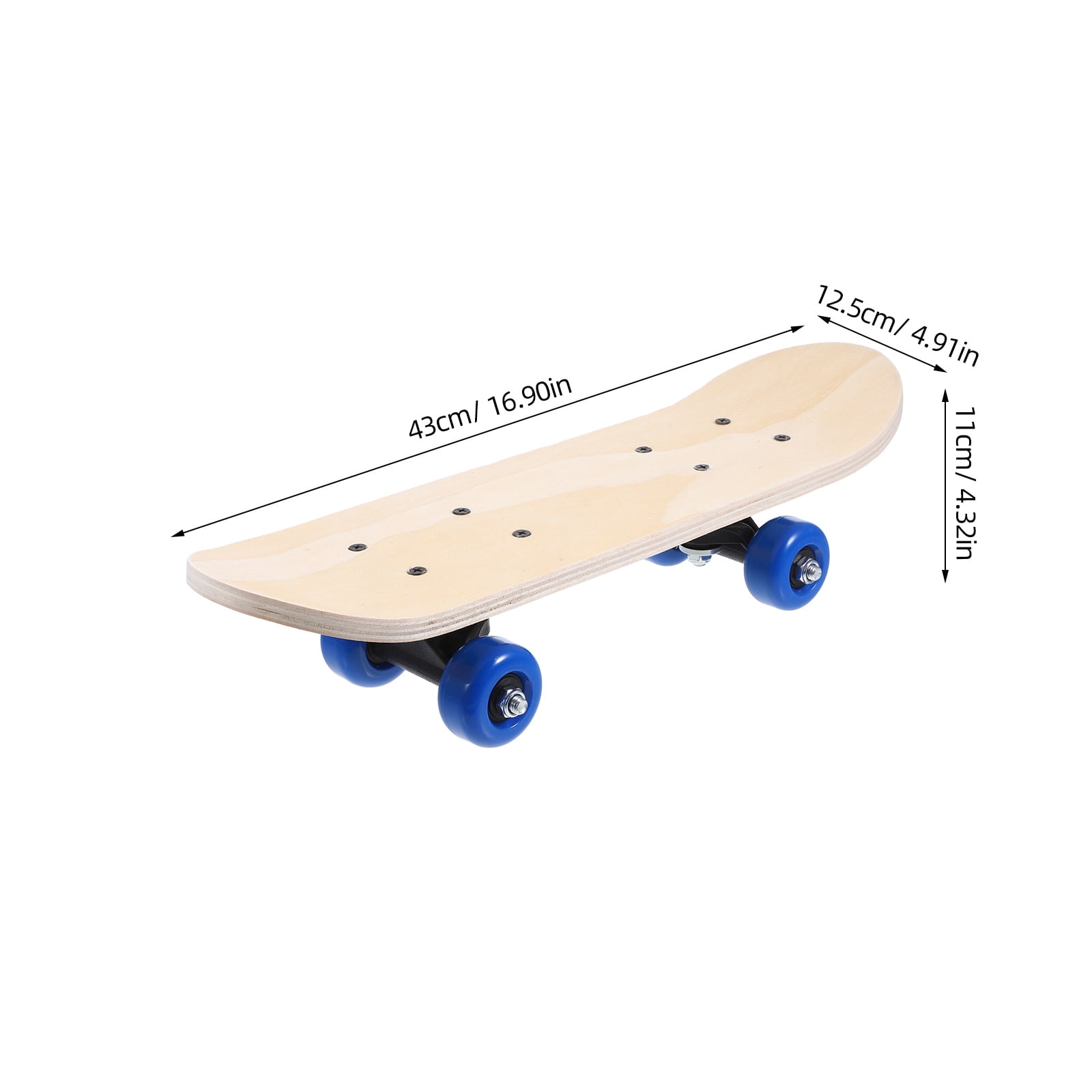 CKNMEERSA Planche de skateboard vierge en bois brut avec roulettes, 60 x 15 cm, 7 plis, duromètre 100A, roues en polyuréthane, 5 cm