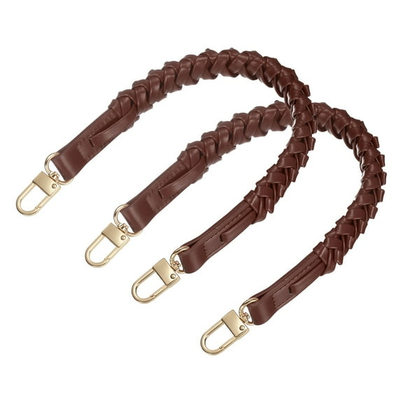 Braided Purse Strap, 2Pack 44.7cm/17.6" Brown PU Leather with Gold Buckles for Underarm Bags, Handbags