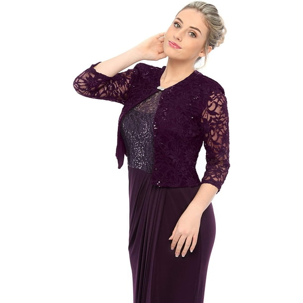 SLEEKTRENDS Shrugs for Dresses Dressy Lace Cardigan for Women Open