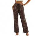 thumbnail image 2 of WWC Womens Elastic Waist Pants, Sequin Casual Pants for Women, Solid Color Lounge Pants with Pockets S-XXL, 2 of 5