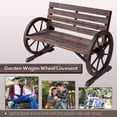 thumbnail image 6 of NALYL 41" Wooden Wagon Wheel Bench, Rustic Outdoor Patio Weather Resistance Furniture, 2-Person Slatted Seat Bench with Backrest, Carbonized, 6 of 8