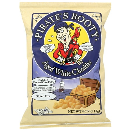 Pirate's Booty Puffs, Aged White Cheddar, 4 oz, Pack Of 12