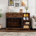 thumbnail image 6 of Homhougo Dog Crate Furniture 47”, Large Dog Crate TV Stand with 2 Drawers and 4 Shelves, Wooden Dog Kennel Indoor, Decorative Dog Cage with Storage for Large Dogs, Brown, 6 of 7