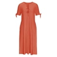 thumbnail image 1 of mfyjkho Vestidos para mujer, Vestido informal de manga corta con cuello redondo y bolsillos de color liso para mujer Vestidos festivos xxxl, 1 of 1