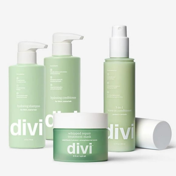 Divi Hydration Heroes Bundle Hydrating Shampoo, Conditioner, Whipped Repair Treatment Mask, & 3 in 1 LeaveIn Conditioner for Deep Hydration & Repair 4 Piece Set for Dry, Damaged Ha