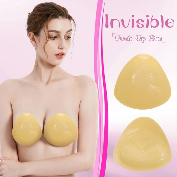 Women's Sticky Bra,Breast Lift Adhesive Bra,Invisible Silicone Reusable  Nippleless Covers Beige