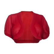 EVOGUES APPAREL eVogues Plus size Sheer Open Front Bolero Shrug Red
