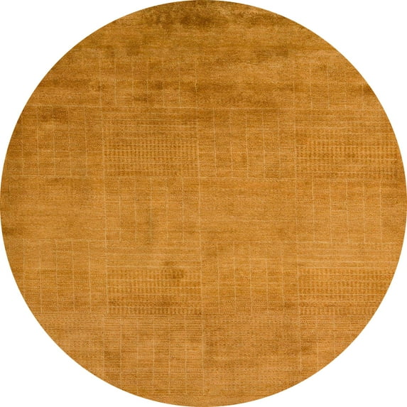 Ahgly Company Indoor Round Abstract Dark Orange Abstract Area Rugs, 7' Round