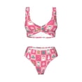 thumbnail image 5 of Honeii Pink Christmas Cheer Print Women’s Bikini Set,Two Piece Swimsuit Bathing Suits,Stylish High Elasticity Swimwear for Beach and Pool, 5 of 7