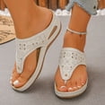 thumbnail image 3 of Dakaela Orthopedic Sandals for Women 2026 Wide Width Summer Slip on Beach Flip Flops Arch Support Dressy Casual Wedge Walking Shoes Size 6-10 White, 3 of 9