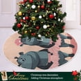 thumbnail image 2 of Cartoon Dancing Hippo Christmas Tree Skirt Stand Mat Waterproof Floor Protection Mat for Holiday Decoration, 2 of 6