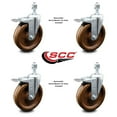 thumbnail image 2 of 5 Inch High Temp Phenolic Swivel 10mm Stem Caster Set with Total Lock Brake, 2 of 2