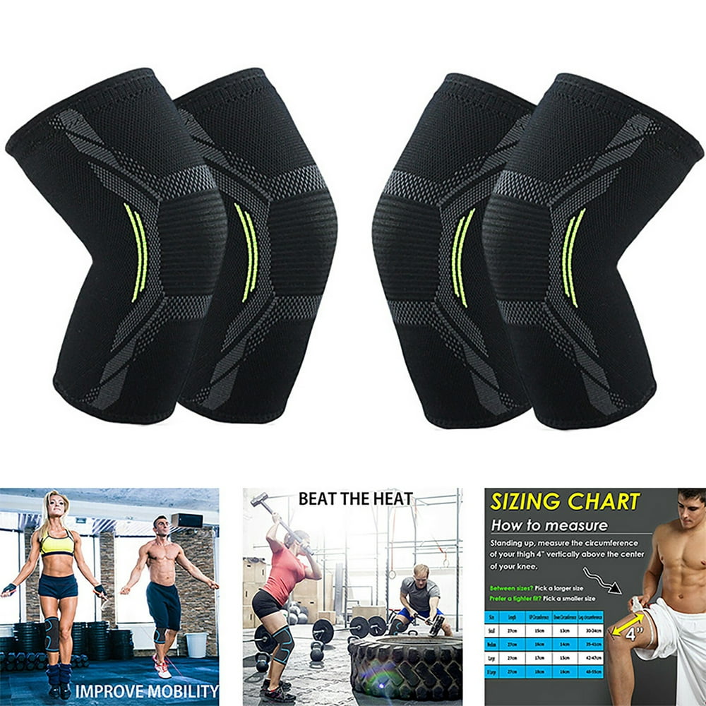 2Pcs Knee Brace Support Compression Sleeve Brace Patella Arthritis Pain
