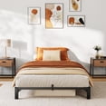 thumbnail image 1 of Tamaño individual size 6-pulgada metal marco de cama - no screws, no box spring, heavy duty 800 lbs capacity, tool-free assembly con reinforced iron slats y legs, 1 of 7