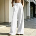 thumbnail image 2 of Miluxas Women's High Rise Wide Leg Trousers Pleated Front Business Casual Loose Straight Pants with Pockets Dress Pants for office Commute Wear White, 2 of 7