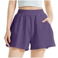 thumbnail image 2 of PIWHJQK Women Athletic Gym Yoga Shorts Women's 5 Inch Loose Style Solid Workout Shorts With Pockets Yoga Bottoms, 2 of 5