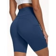 thumbnail image 6 of NELEUS Womens 8" High Waist Spandex Shorts Yoga Workout Biker Athletic Shorts with Pockets,Navy Blue,US Size 2XL, 6 of 9