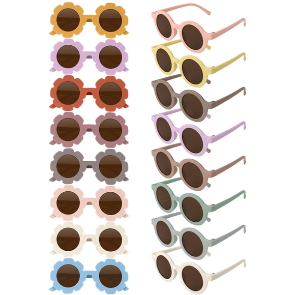 Gafas de Sol DragonflyDreams para Niños, Paquete de 16 Flores/Redondas