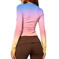 thumbnail image 3 of Garbnen Long Sleeves Shirts for Women Gradient Slim Fit Crewneck Shirts for Women Basic Fall Winter Casual Y2k Women's Tunic Tops Orange S, 3 of 5