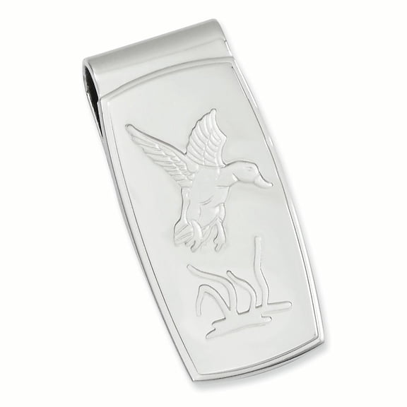 Rhodium-plated Flying Duck Hinged Money Clip