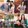 thumbnail image 4 of Black Geometric Triangle Striped Pattern Apron-Garden Aprons for Women with Pockets-Cotton Linen Waterproof Kitchen Cooking Gardening Aprons Adjustable for Kitchen,Cooking,BBQ and Salon 33x27 Inch, 4 of 7