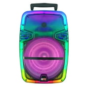 QFX TMS-1560 15 PORTABLE BLUETOOTH RECHARGEABLE PARTY SPEAKER WITH TRANSLUCENT MOTION PARTY LIGHTS AND REMOTE