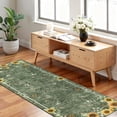 thumbnail image 2 of FairOnly 2'x6'Sunflower & Insects Runner Rug for Kitchen Hallway Stain Resistant Machine Washable Non Slip Mat for Entryway Laundry Bathroom,Green, 2 of 7