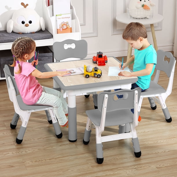 Para niños mesa y sillas set-para niños pequeños height-adjustable escritorio con superficie con grafiti 4 asientos