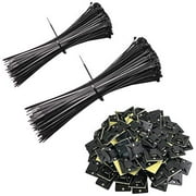 Set of 300 Ultra Strong 0.2 Inch Width Cable Ties and Cable Tie Mounts, SourceTon 100 PCS 8 Inch Cable Zip Ties, 100