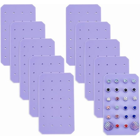 10Pcs Portable Acrylic Earring Organizer 24 Holes Purple Acrylic Earring Holders 3.5x2 Inch Stud Earrings Holder Hanging Display Travel Jewelry Organizer for Earrings Studs Jewelry Storage