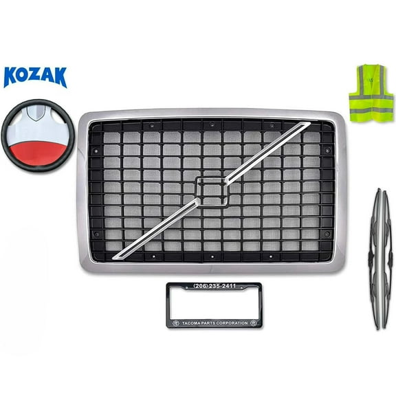 Front Grille Chrome with Bug Net Screen Compatible with Volvo VNL 2004-2017   accessories set.