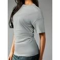 thumbnail image 3 of Womens Round Neck Cinched Waist Short Sleeve T-shirt Summer Blouse For Women, 3 of 5